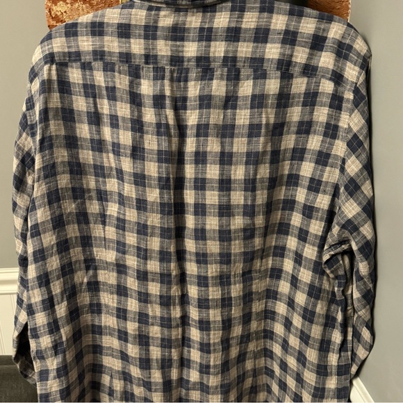 Eleventy Platinum Grey/L Blue/D Blue XXL Button Down Long Sleeve Plaid Shirt - Picture 7 of 11